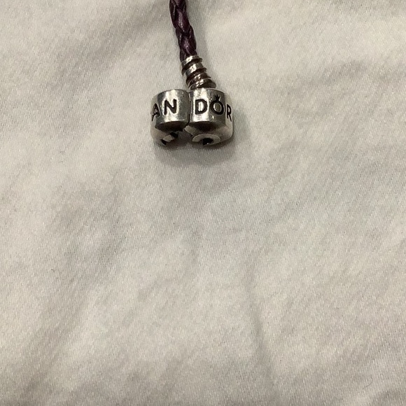 PANDORA DOUBLE LOOP PURPLE LEATHER BRACELET 14.25" (EUC) - Picture 2 of 5